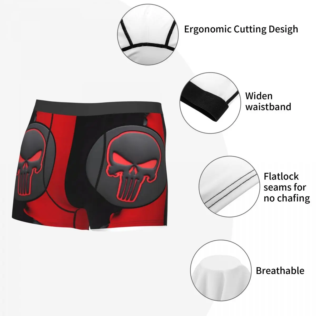 Custom Punisher Trendy Superhero Underwear Men Stretch Comics Boxer Briefs Shorts Panties Soft Underpants For Male
