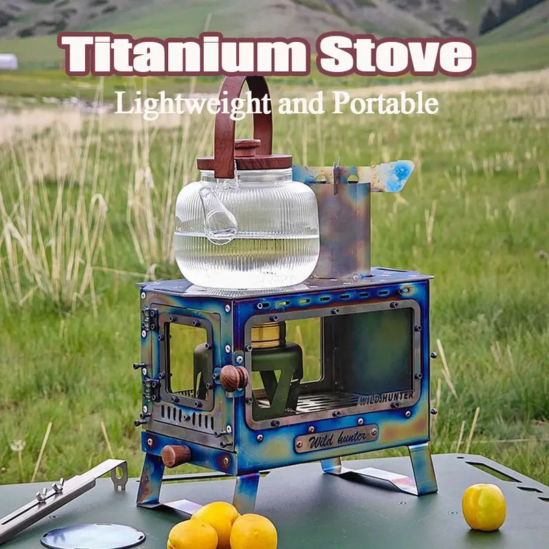 Outdoor Titanium Stove Lightweight Portable Wood Tent Stove Camping Firewood Furnace Tourism Brazier Burner