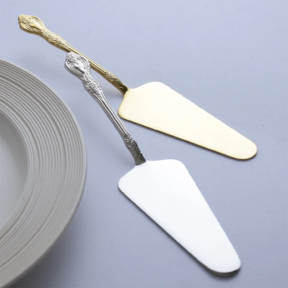 New Gold Cake Shovel Spatula Baking Pastry Tools Wedding Cake Serve Party Cake Decorating Shovel Restaurant Silverware