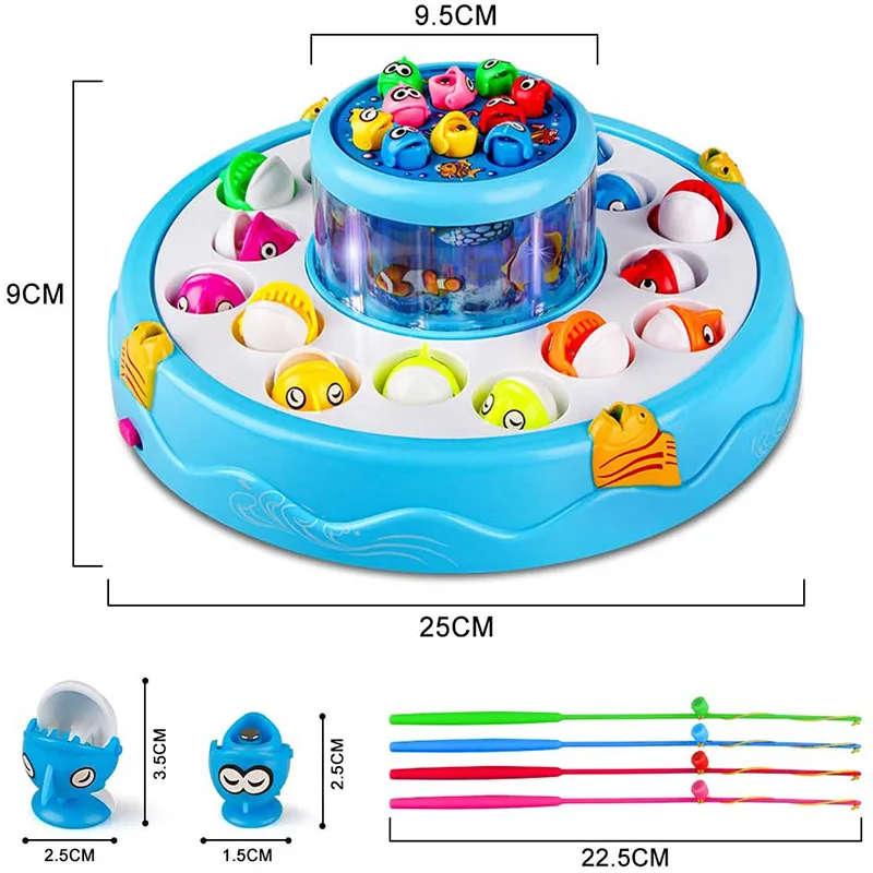 Jouet de pêche magnétique électrique pour enfants, jeu de pêche, lumière interactive, musique, apprentissage, éducation, cadeau d'anniversaire