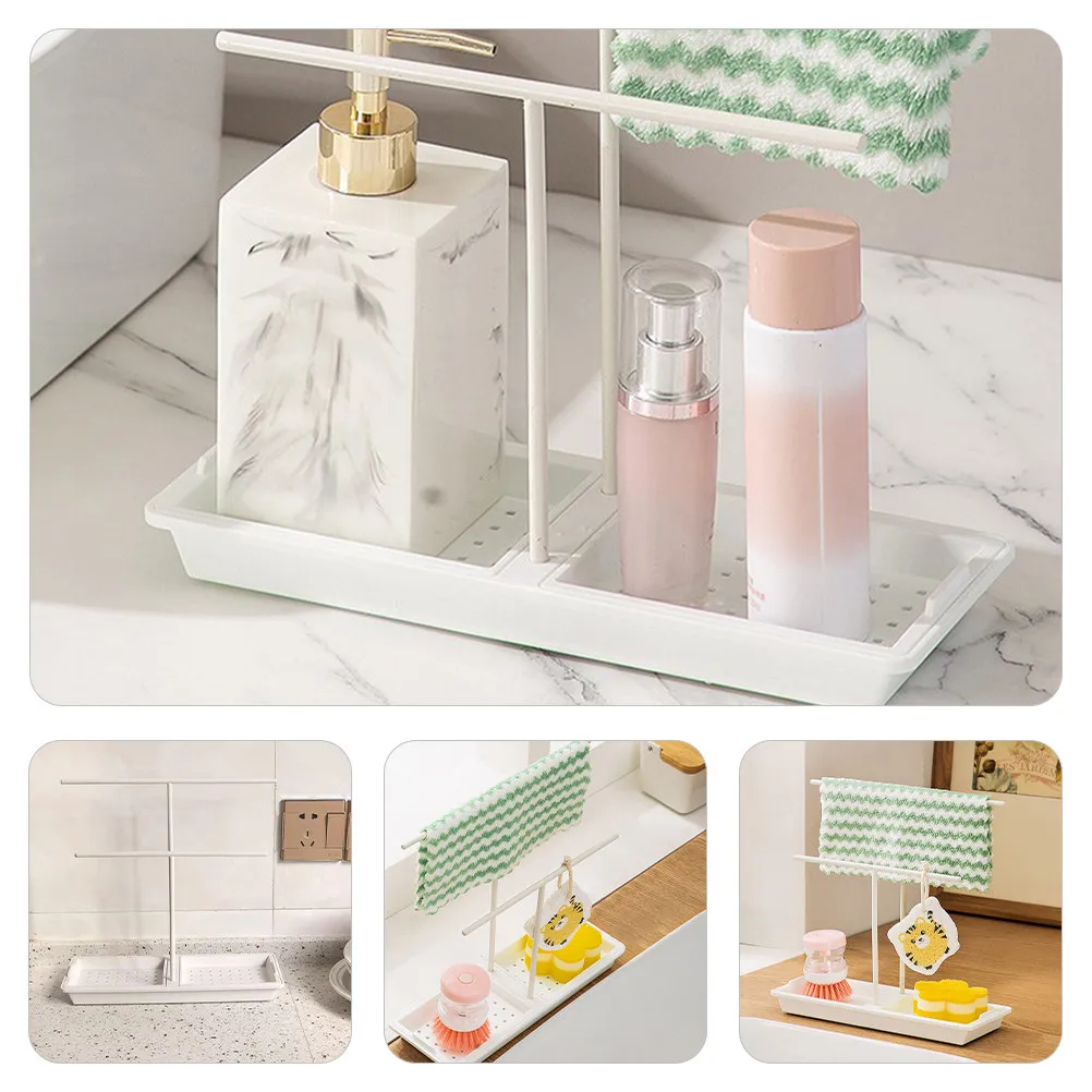 Kitchen Sink Rack Plastic Sponge Holder Sink Organizer for Soap Dishcloth Brush Multiuse Draining Shelf Kitchen Storage Supplies