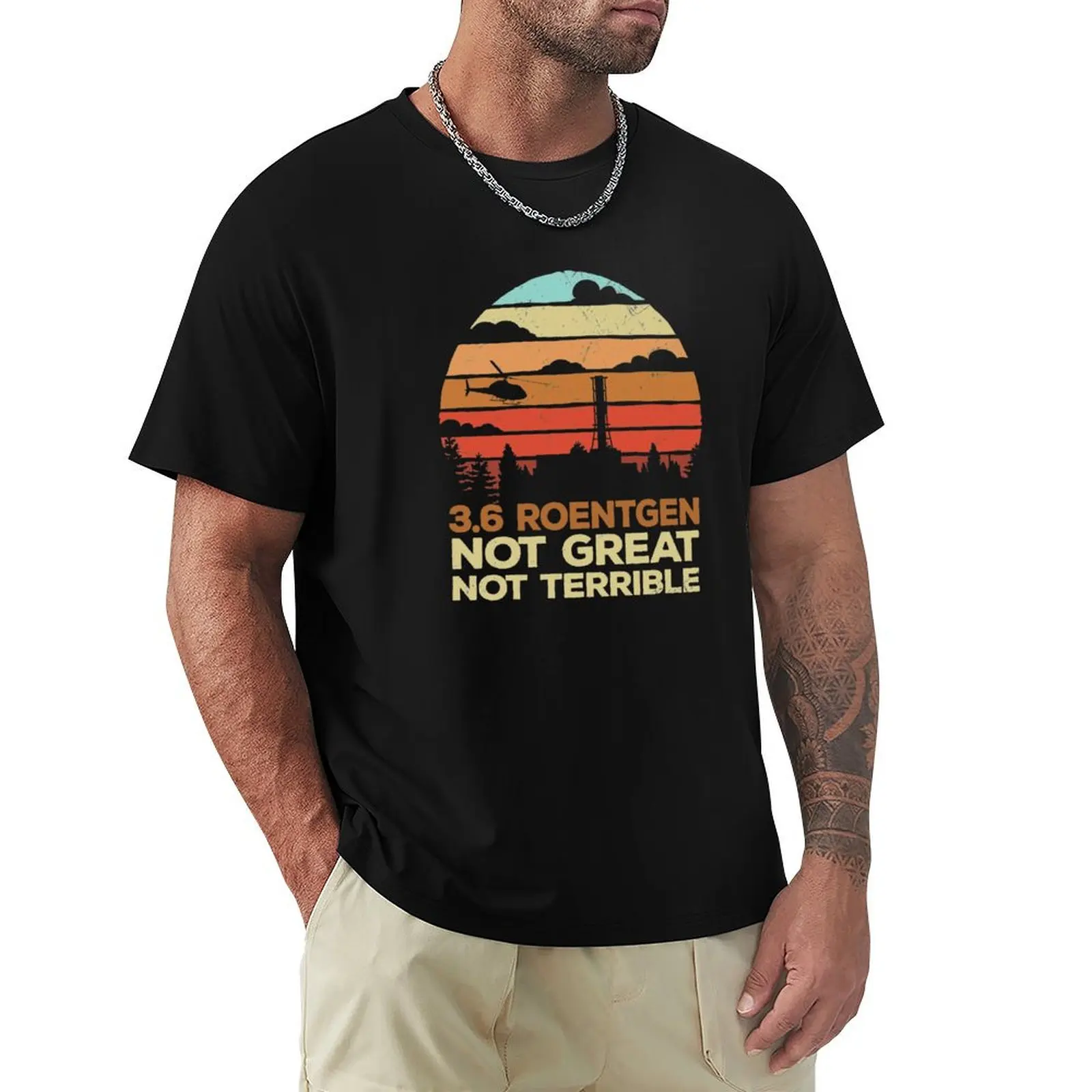 3.6 Roentgen Not Great, Not Terrible Chernobyl Vintage Retro T-Shirt Work Utility Short Sleeve Shirt