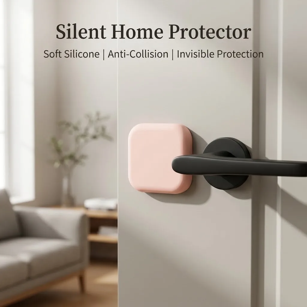 Punch‑Free Silicone Door Stop Anti‑Collision Buffer Pad Door Handle Bumper for Door Refrigerator Wall