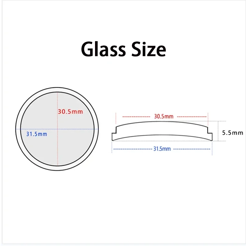 31.5mm Dome Flat Sapphire Crystal Glass with Red Blue AR Coating Watch Glass Fit SKX007 SKX009 SRPD Abalone Tuna Case