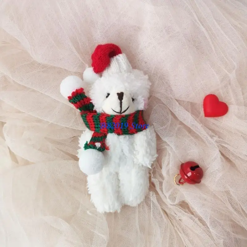Q0KB Plush Christmas Bear Chain Ornament Bear Hanging Pendant for Bag Purse Backpack Pendants Stuffed Doll Keyring