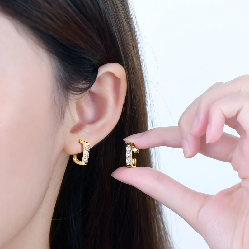 IOGOU الأطواق 3 مللي متر 0.1ct D مويسانيتي وأقراط 925 فضة 2025 الأصلي مصمم القرط تتجه مجوهرات للمرأة