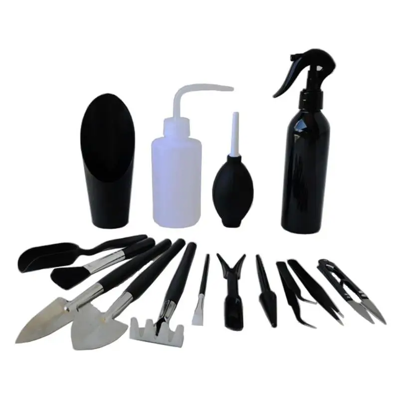 

Gardening Tool Kit 15PCS Succulent Hand Planting Tools Portable Black Tools For Digging Loosening Beginner-Friendly Planting