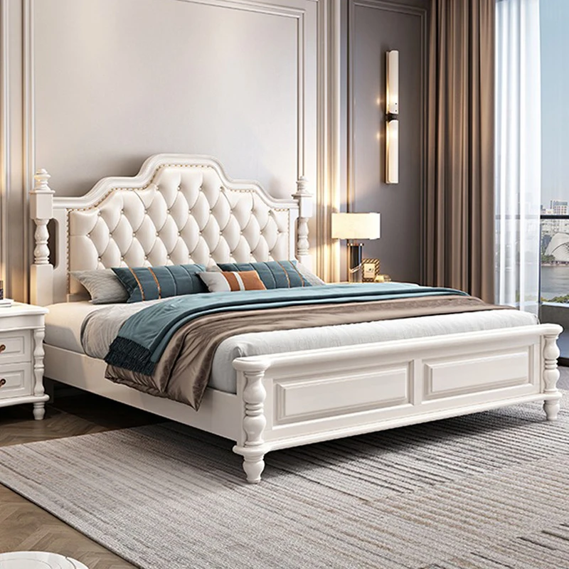 

Wooden White Double Bed Board Couples Large Base Frame Floating Double Bed Size Adults Luxury Cama Casal Furniture For Home