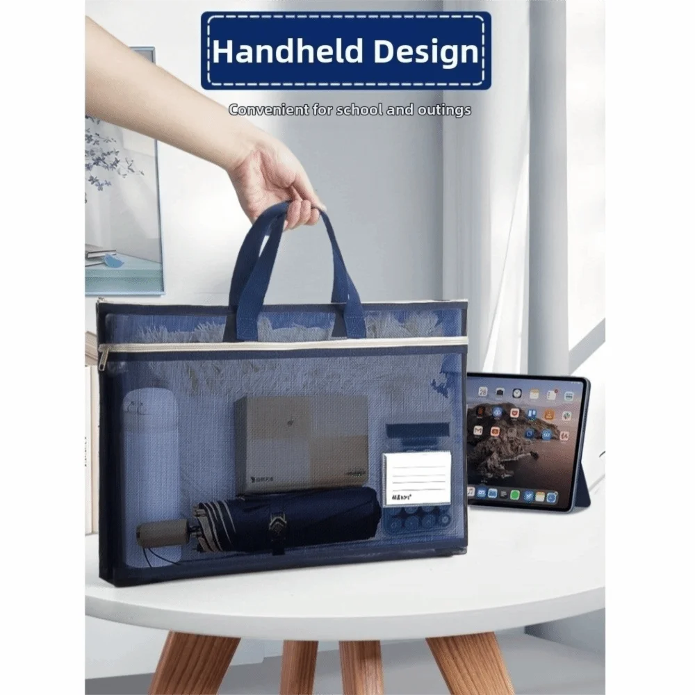 

Large Capacity A3 Mesh Art Bag Nylon Zip Handbag 8k Sketch Drawing Album Multifunctional Durable Document Organizer School