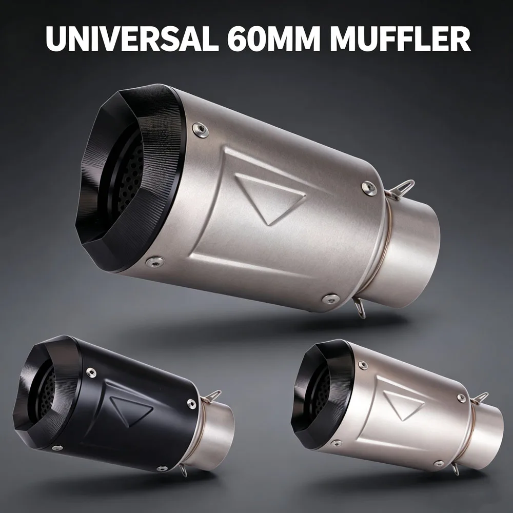 Motorcycle Exhaust Tail Tube Kit Universal 60MM Interface Escape Muffler For NINJIA400 Z900 R1 R3 R6 MT09 MT10 S1000RR DUKE390