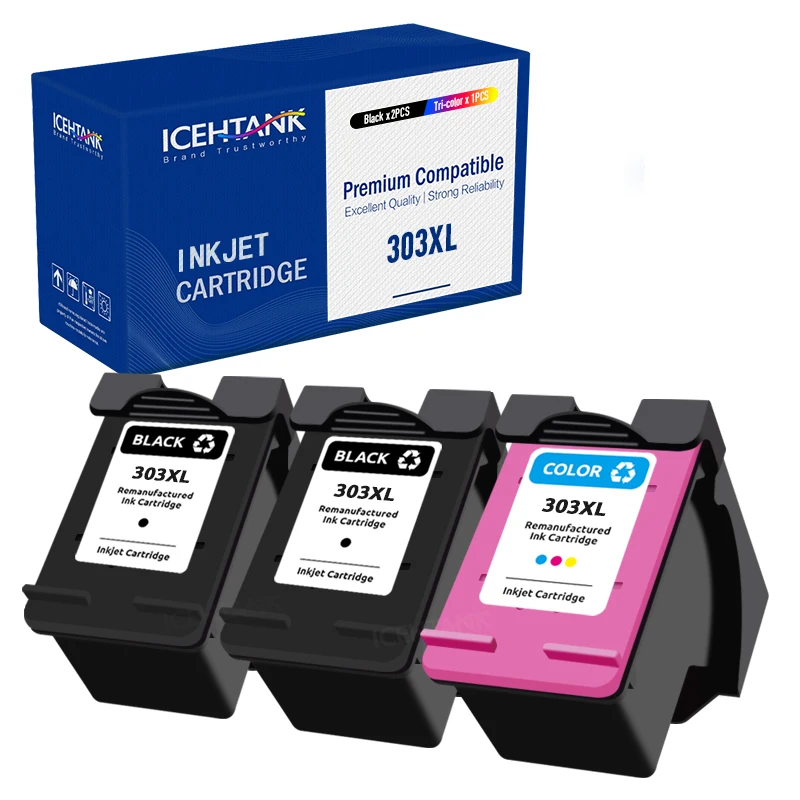 Icehtank 303XL Compatible Ink Cartridge For HP303 Replacement For HP 303 xl Envy Photo 6220 6230 6232 6234 7130 7134 7830