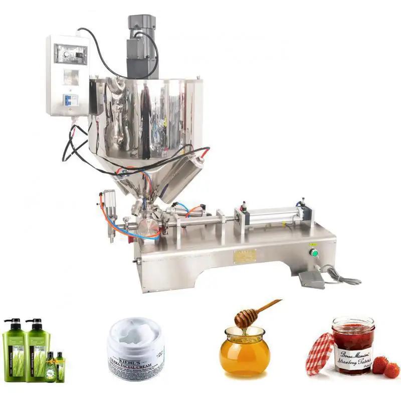 Chocolate Peanut Butter Filling Machine With Mixer Heater Mixing Heating Hopper Honey Ketchup Granules Filler Best Price