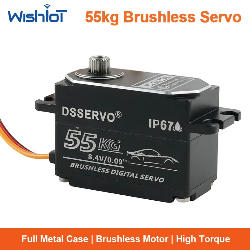 Digital Low Profile Servo 55kg Brushless Motor High Torque Waterproof Full Metal Case Gear for RC Drift Car Vehicle DIY
