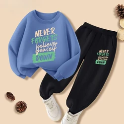Autumn Baby Girl Boy Clothes Set Children Sports Letter Print Sweatshirt Top and Pants Buttom Two Piece Suit Kid Tracksuit