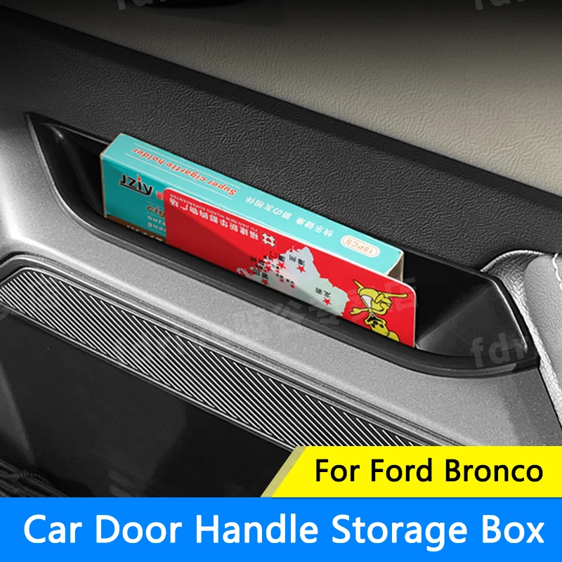 TIAJIAN Door Inner Armrest Storage Box Containers Tray For Ford Bronco 2020-2024 Car Interior Organizer Stowing Tidying Box