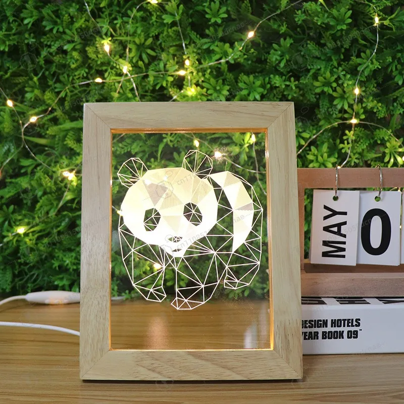 cornice-portafoto-in-legno-fai-da-te-all'ingrosso-per-fabbriche-con-motivo-in-acrilico-e-luce-notturna-3d-dimmerabile