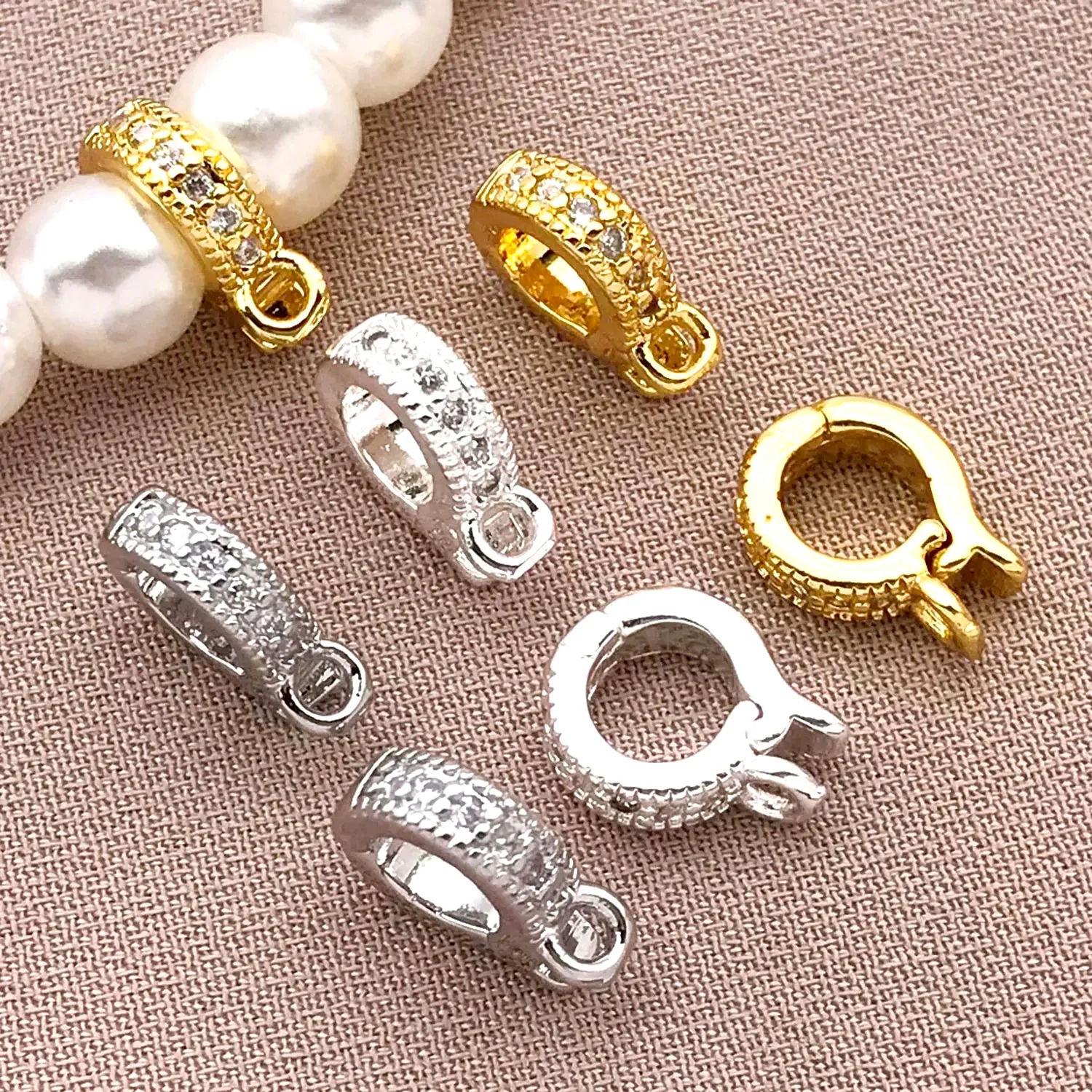 

3pcs18K Copper Plated Genuine Golden Thick Silvery White Golden Melon Seed Buckle Pendant Buckle, DIY Jewelry Making Accessories