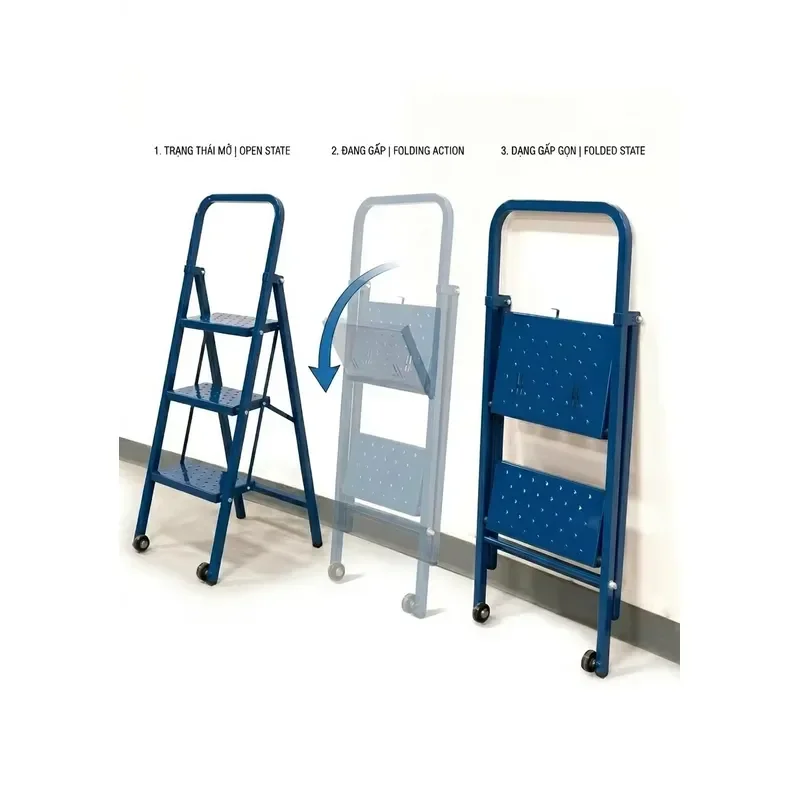 High-quality telescopic steel ladder, 300-pound load-bearing, collapsible telescopic ladder, industrial grade