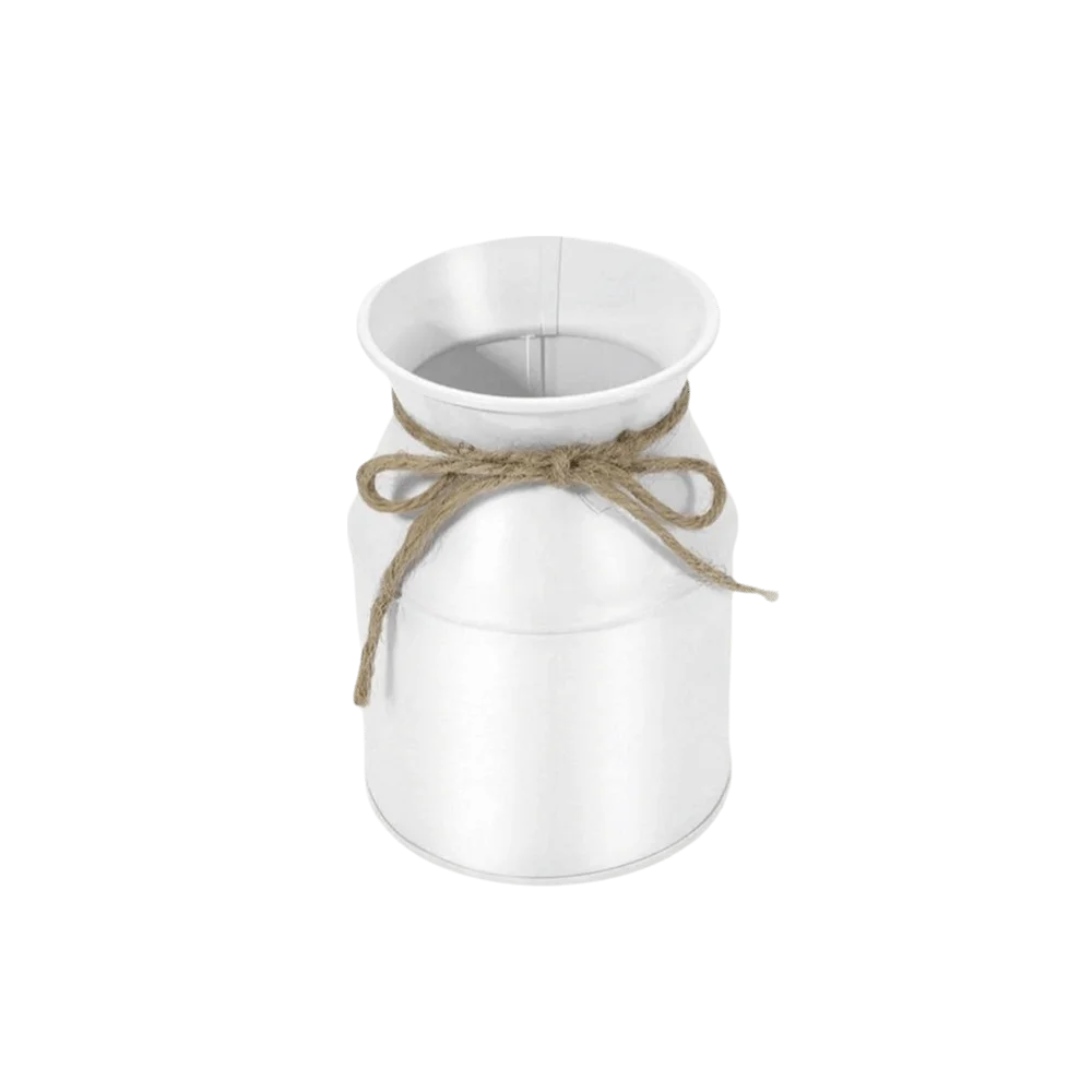 Vintage Iron Flower Vases Wide Mouth Rustic Farmhouse Milk Can Vase European Style Flower Arrangement Bucket Vase Table Decor