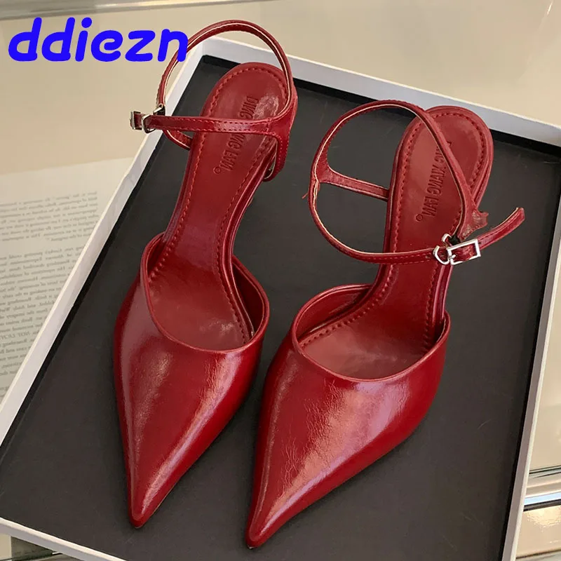 New In 2025 Footwear Shallow Ladies High Heels Shoes Female Pointed Toe Sandal Fashion Ankle Strap Women Heels Pumps Shoes Mules