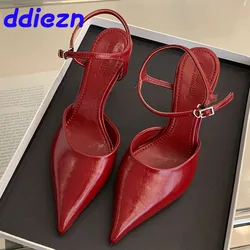 New In 2025 Footwear Shallow Ladies High Heels Shoes Female Pointed Toe Sandal Fashion Ankle Strap Women Heels Pumps Shoes Mules