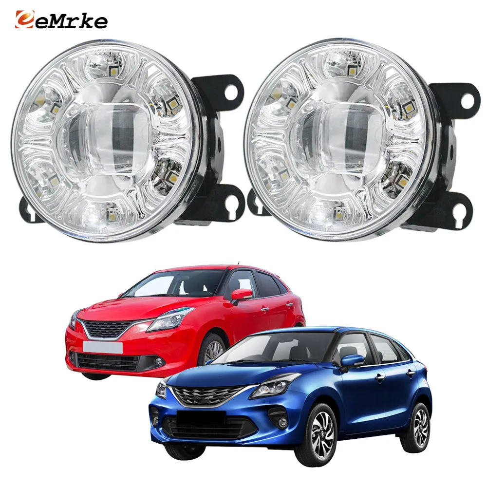 Pair Led Fog Lights Assembly for Suzuki Baleno 2016 2017 2018 2019 2020 2021 2022 Car PTF Lens Daytime Running Lamp DRL Daylight