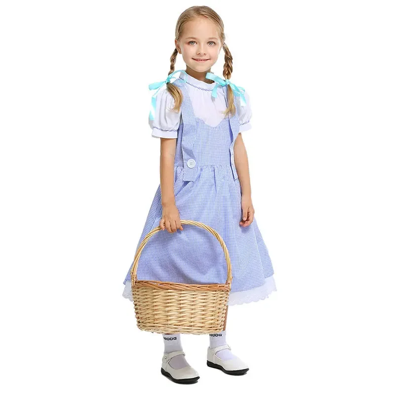 

Kids Child Vintage Victorian Prairie Girl Costume Pastoral Farm Dress Halloween Purim Stage Fantasia Cosplay Girls Fancy Dress