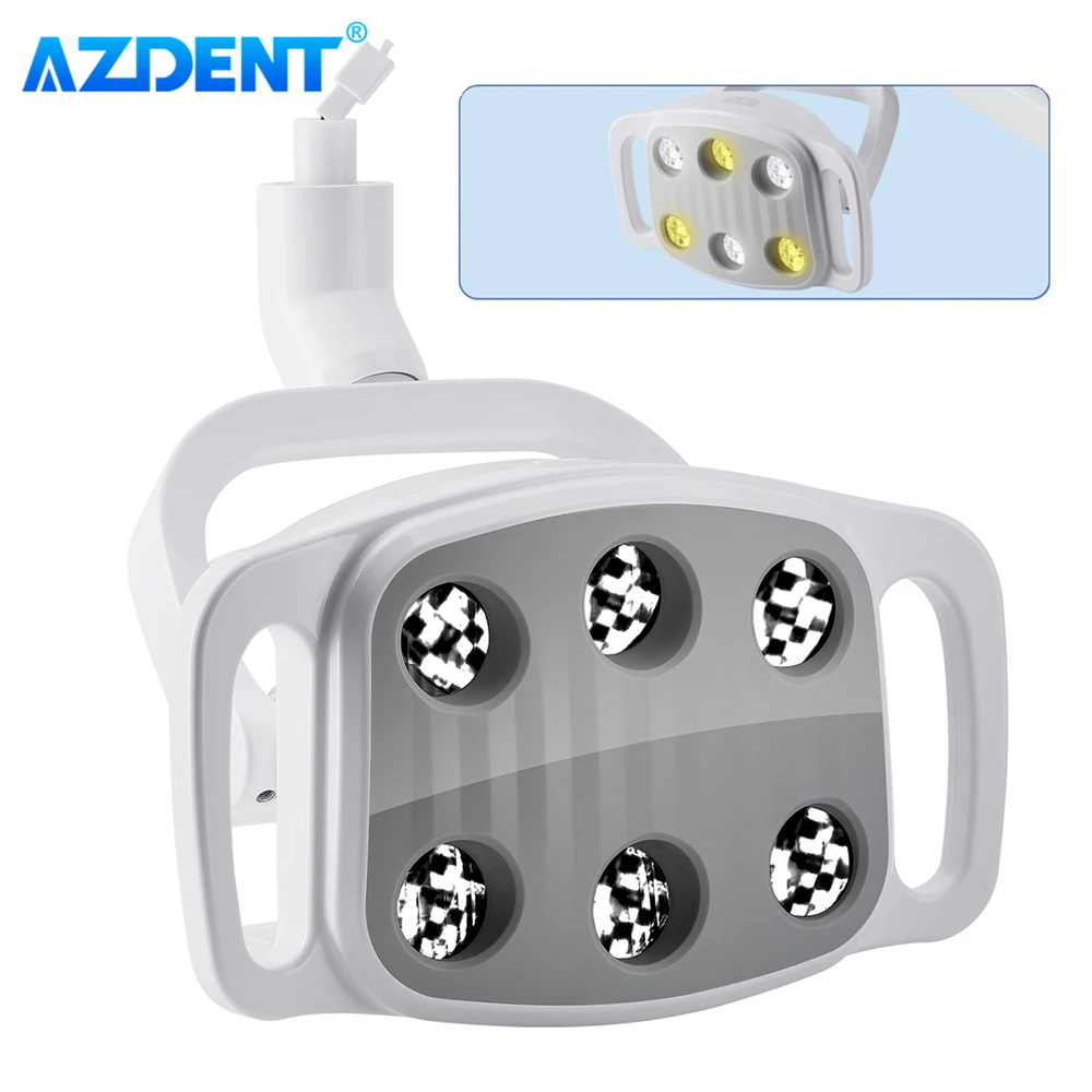 

AZDENT Dental LED Light Six Bulbs Dual-color Oral Lamp with 22mm to 26mm Adapter Ring Dental Chair Unit