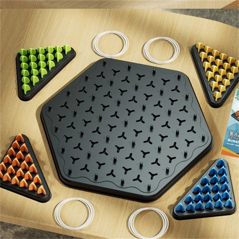 Triggle Rubber Band Game Chain Triangular Chess Game Strategy Board Game Educational Toy Suitable for 2-4 Players