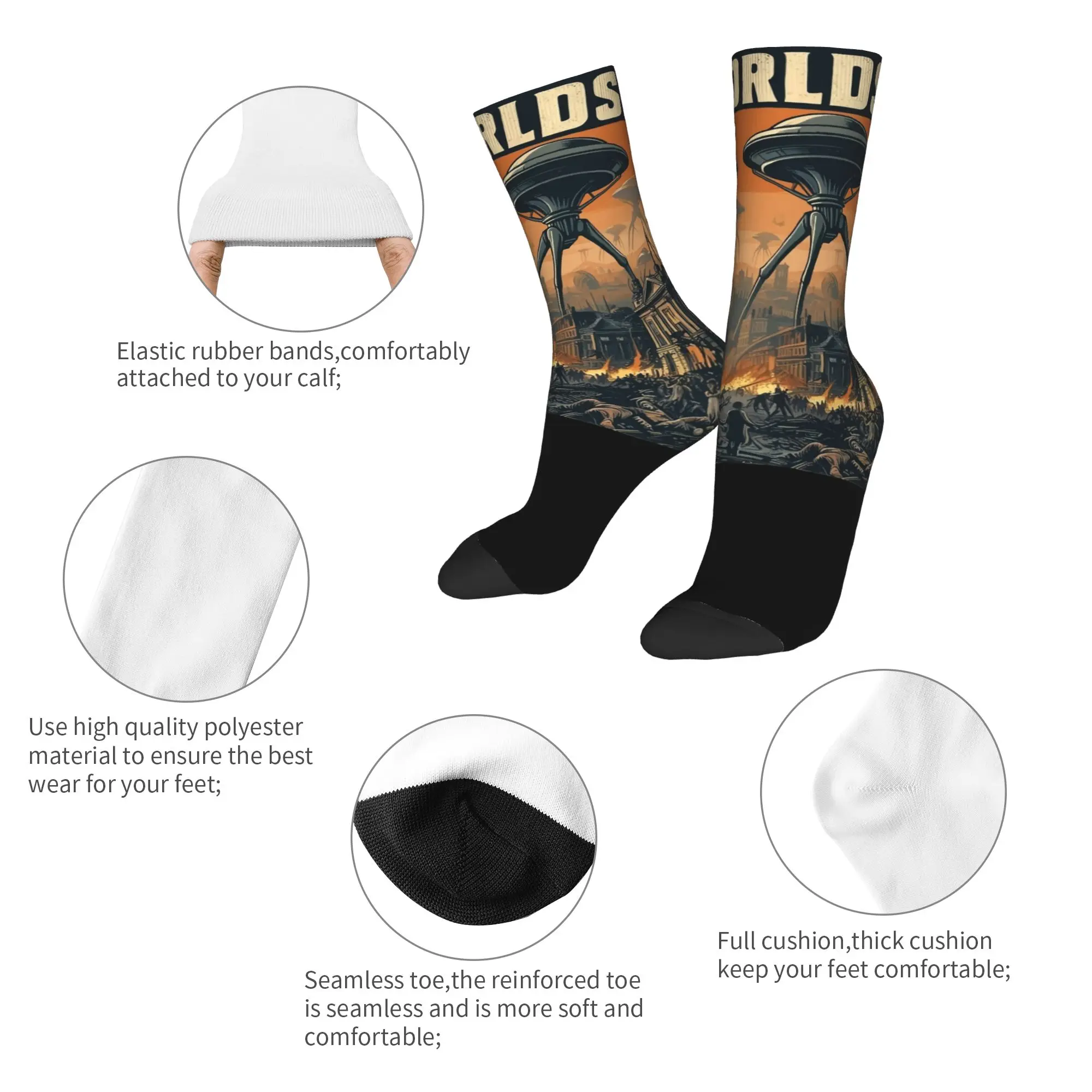 Winter Warm Crazy Design Unisex The War of The Worlds (1953) Movie Socks  Breathable Sports Socks