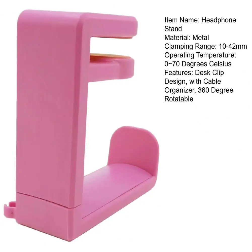Headphone Stand Under Desk Clip Design With Cable Organizer 360 Degree Rotatable Anti-slip Headphone Hanger Holder Sturdy Rack
