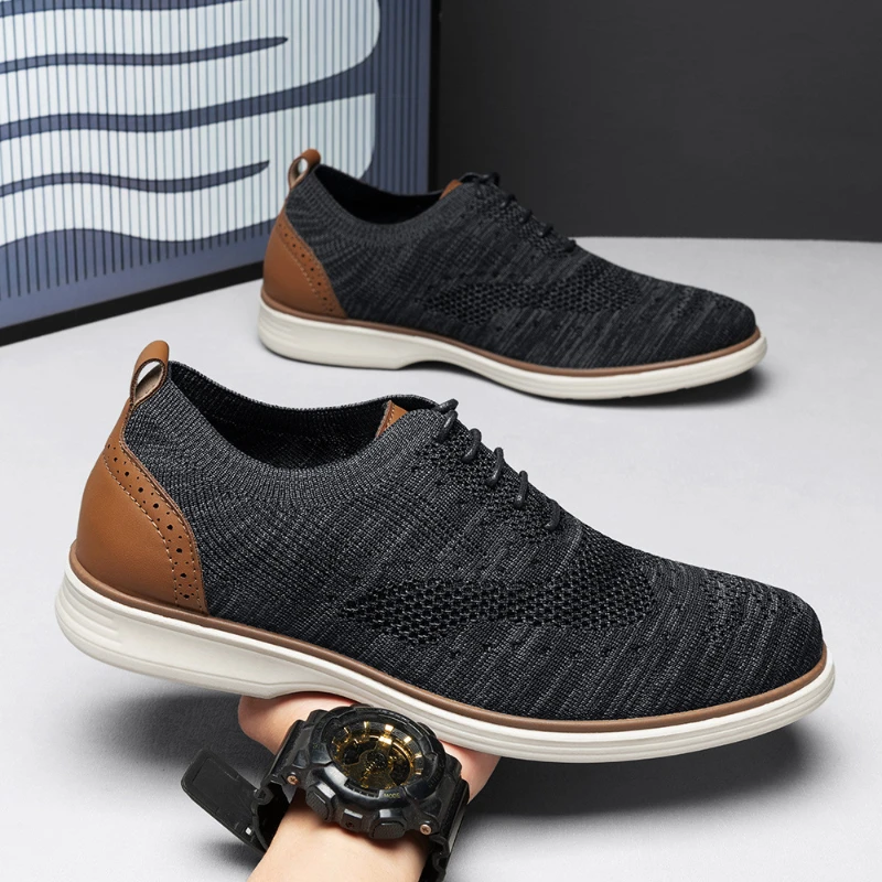 New Men's Casual Shoes Mesh Breathable Knitted Loafers Men Jogging Shoes Fashion Lightweight Tennis Sneakers Zapatos Para Hombre