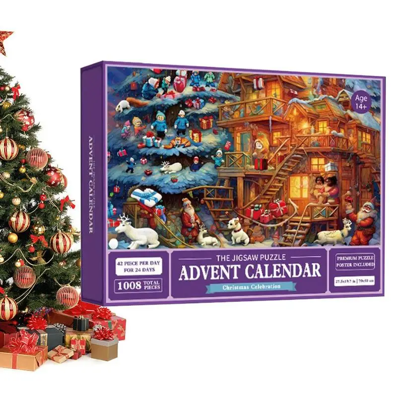 

Advent Calendar 2023 Jigsaw Puzzles Xmas Countdown Calendar 1008pcs puzzle blind box toy for kids Party Favor Surprise Gift Box