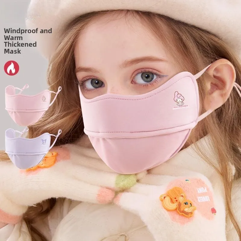 

Thickened Fleece Children's Mask Winter Windproof Breathable Warm Outdoor Cycling Face Protection Three-dimensional Mask for ...