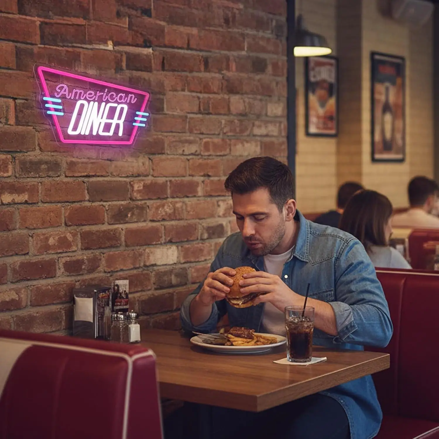 American Diner Neon Sign USB Dimmable LED Lights For Commercial Restaurant Cafe Home Bar Man Cave Wall Hanging Art Decor Gift