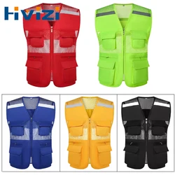 Tool Vest with Breathable Mesh Tool Pockets and Reflective Stripes Heavy Duty Work Vest for Carpenter and Construction Worker