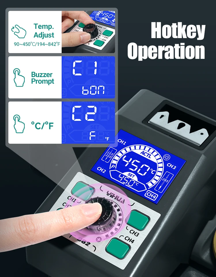 YIHUA 982 Repaid Heating Soldering Iron Staion Compatibled C210 Solder Iron Handle Electronic Welding Rework Station