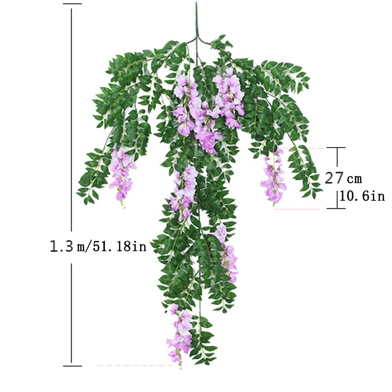 Artificial Flowers Wall Hanging Rattan 1.3m Trident Silk Flower Wedding Party Home Store Indoor And Outdoor Lintel Decoration