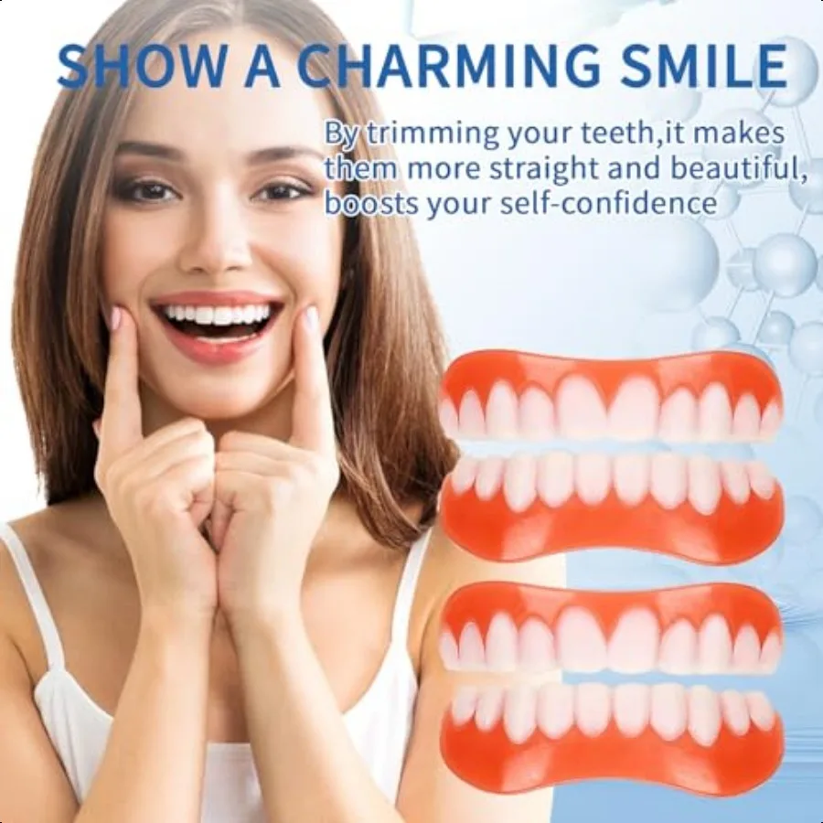 Moldable False TeethSilicone Dentures Men and Veneers Teeth for Women 1 PCS Upper Lower Set Daily Confidence Boost Cosmetic