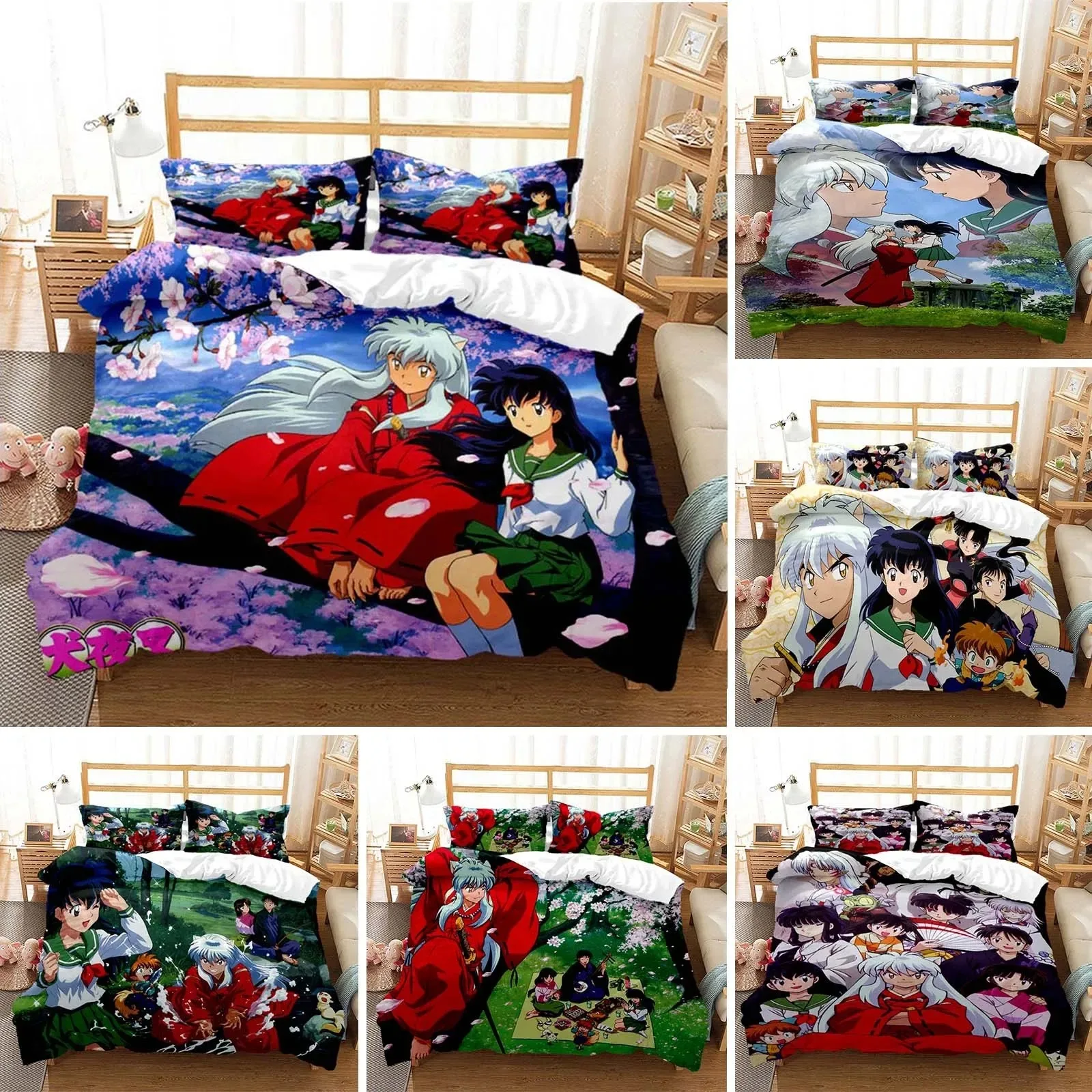 

3D Printed Anime Inuyasha Duvet Cover Sesshoumaru Bedding Set Double Twin Full Queen King Adult Kids Bedclothes Quilt Cover