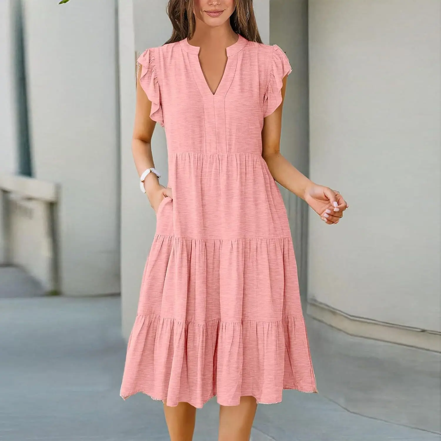 

V Neck Dress Spring Summer Women Loose Floral Dresses Jumpsuit Playsuit