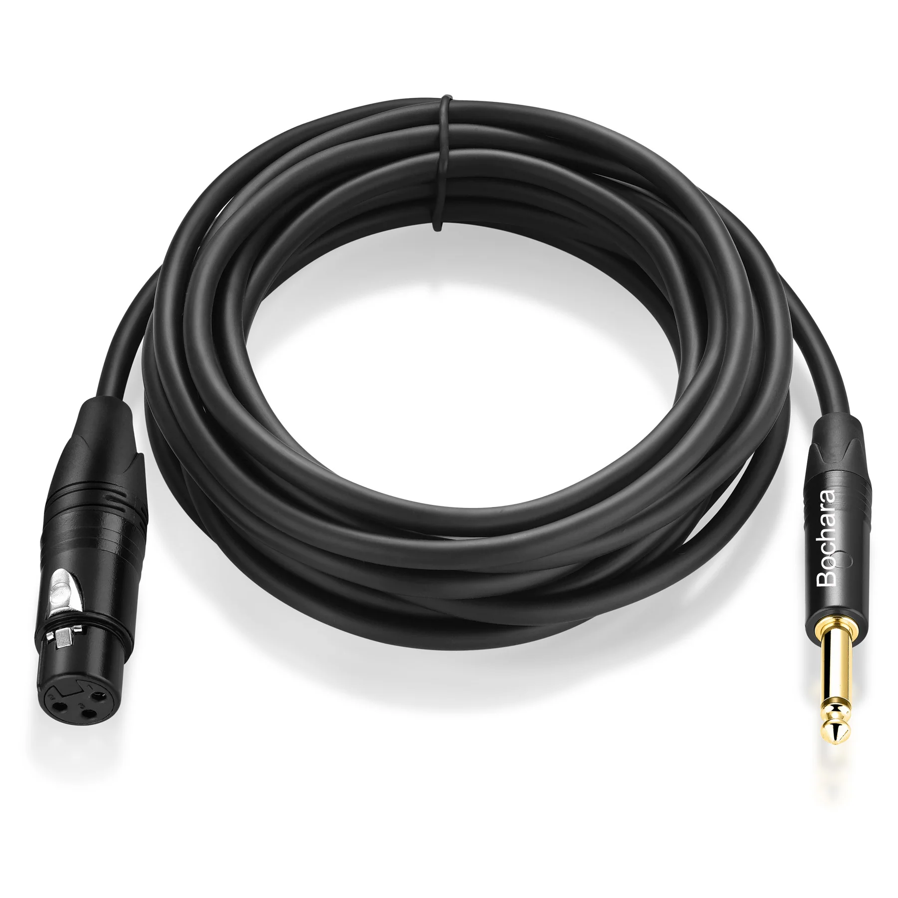 Bochara 1/4'' 6.35mm TS  Jack Male to XLR Female Microphone Cable Foil+Braided Shielded 1.8m 3m 5m 10m