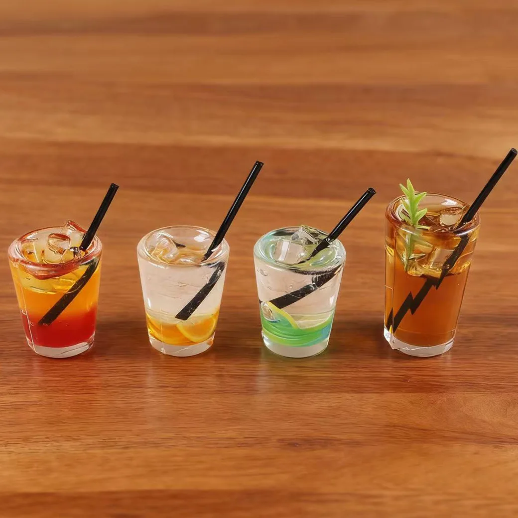 5pcs Mini Beverage Cup Iced Americano Iced Black Tea Healing-themed Car Dashboard Decor Dollhouse Ornament Accessory Home Decor