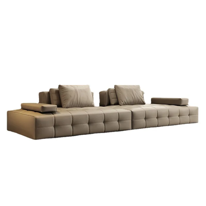 

Italian minimalist leather sofa living room first layer cowhide designer module sofa combination