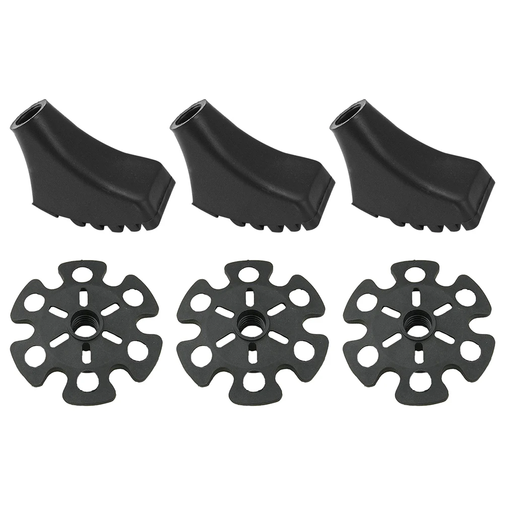 

3 pcs Trekking Pole Tips Replaceable Hiking Accessories Walking Sticks Shoe Shape Antiskid Rubber Snowflake Travel Camping Hand