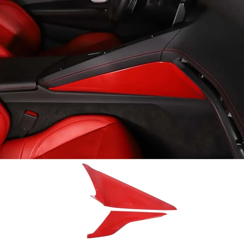 

For Chevrolet Corvette C8 2020-2023 ABS Red Car Center Console Knee Side Panel Cover trim Sticker Car Accessories