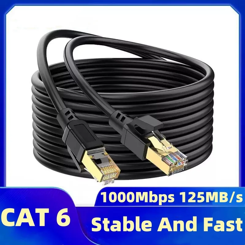 كابل إيثرنت Cat6 جيجابت عالي السرعة 1000 ميجابت في الثانية كابل الإنترنت RJ45 سلك شبكة LAN محمي للكمبيوتر PS5 PS4 PS3 Xbox