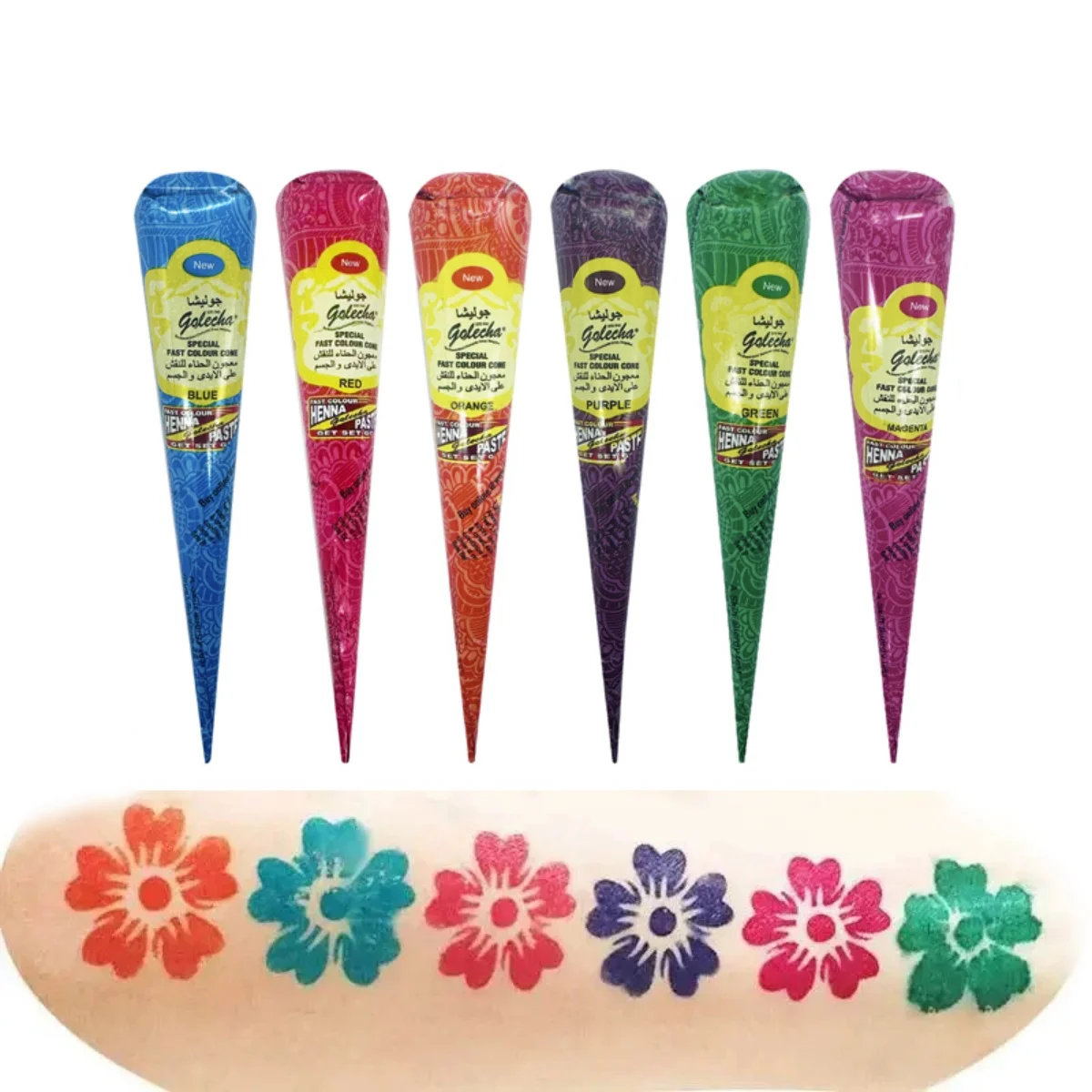 Multicolor Indian GOLECHA Henna Cones Tattoo Paste For Temporary Tattoo Sticker Body Paint Art Cream Cone Color DIY Paint
