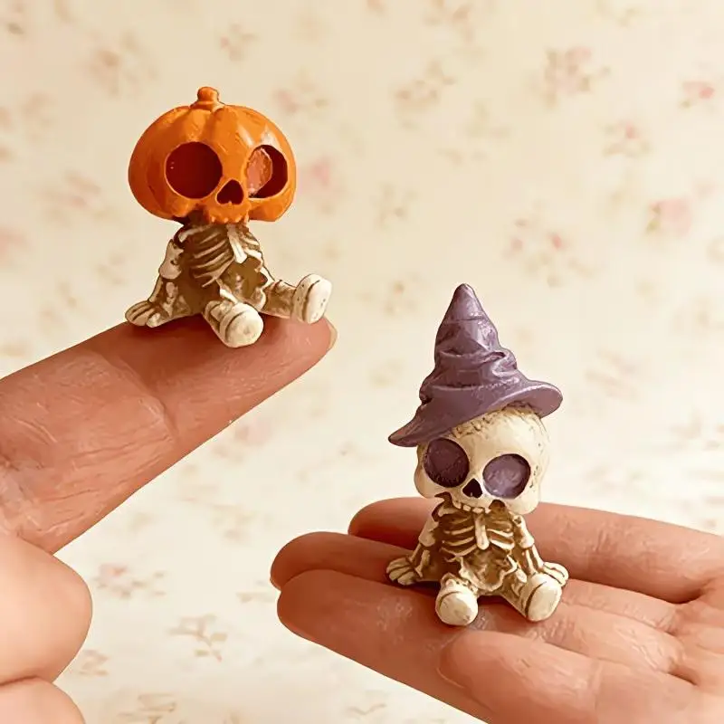4/8pcs Gothic Skull Statue Resin Skull Decoration Skeleton Figurines For Halloween Party Decor Desktop Ornament Gifts
