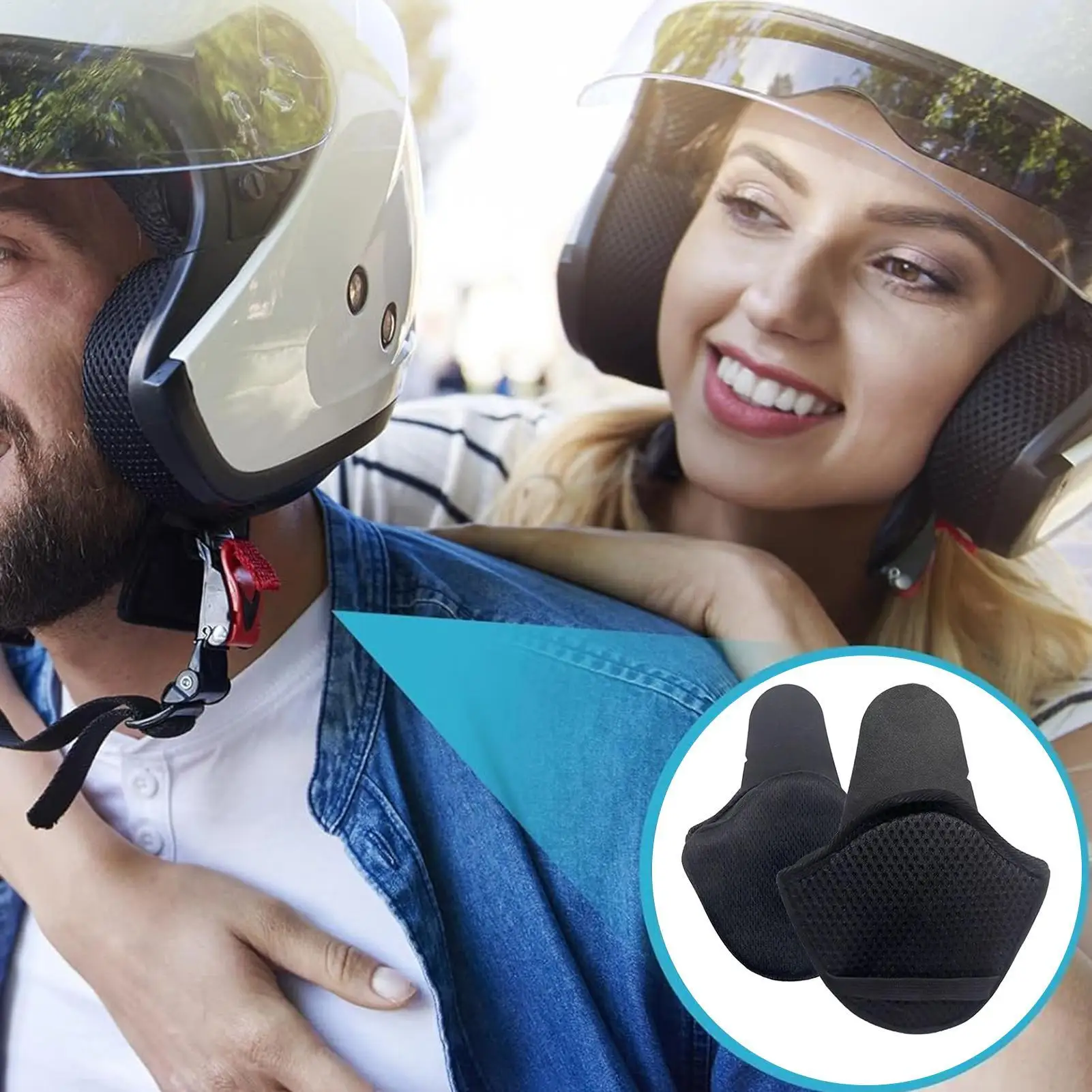 1 çift motosiklet kaskı kulaklıklar çıkarılabilir rüzgar blokları kask kulaklıklar dayanıklı kış sıcak rüzgar geçirmez ve gürültü azaltma